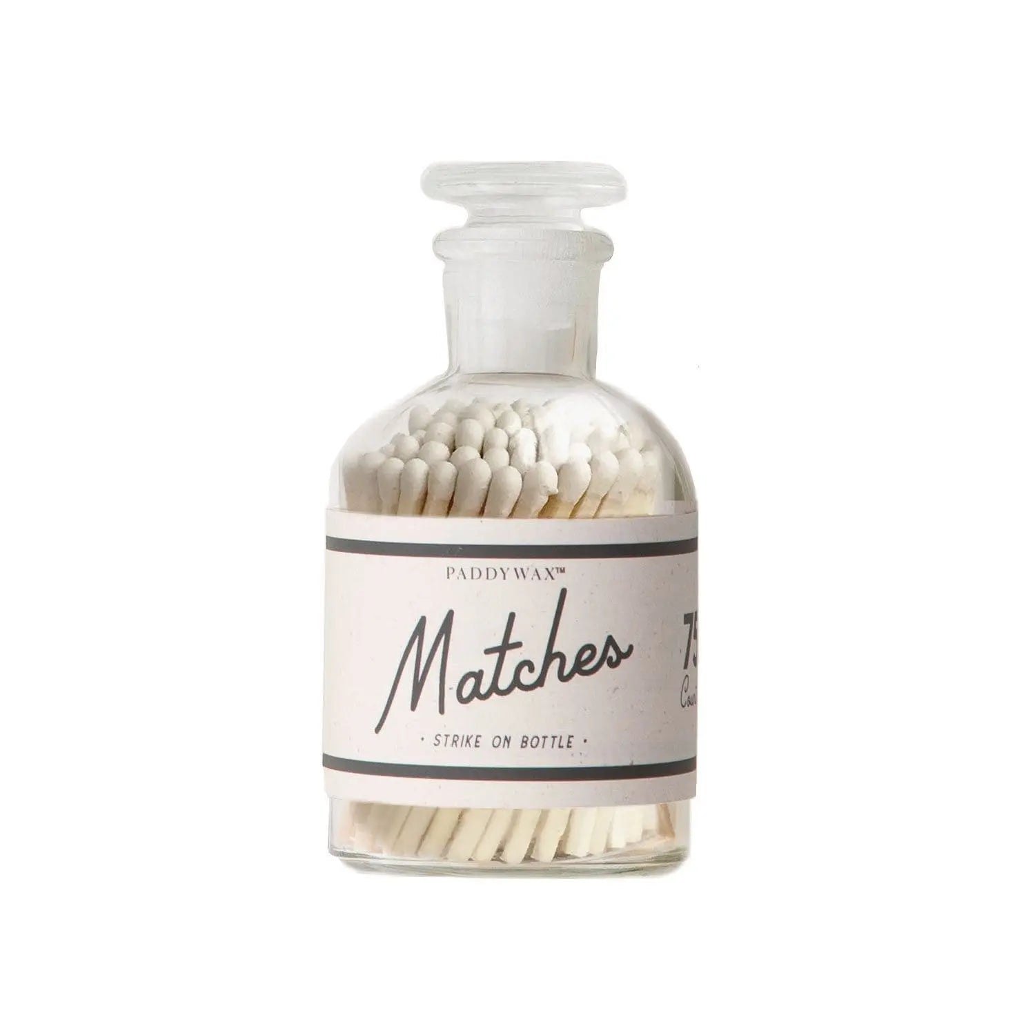 White Safety Matches In Glass Container With Black