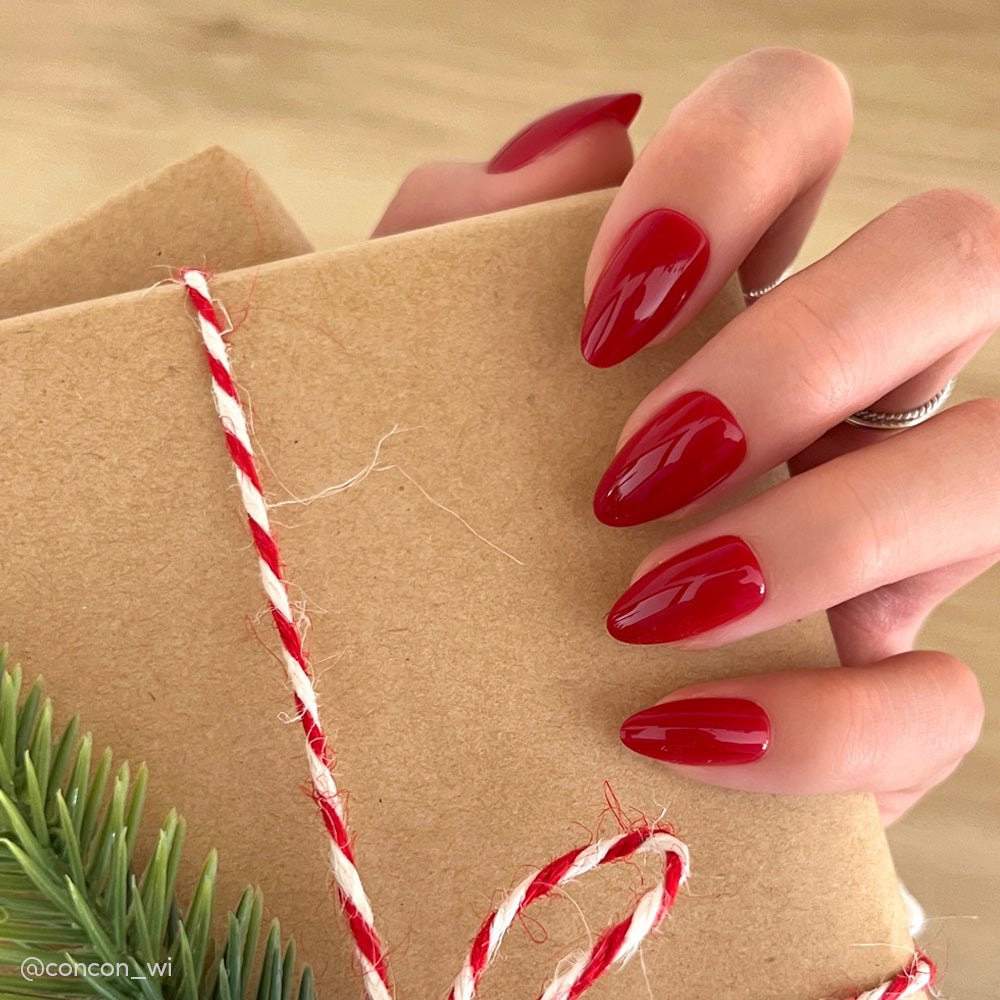 Classic Red Press-On Nails \| Short Almond Holiday SolidNails