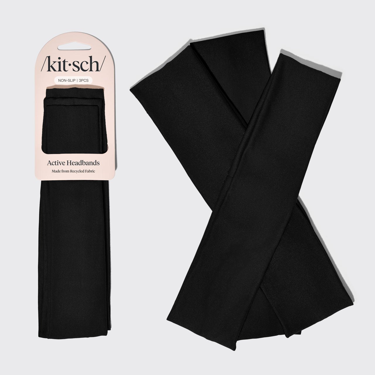 Recycled Active Headbands 3pc Set- Black