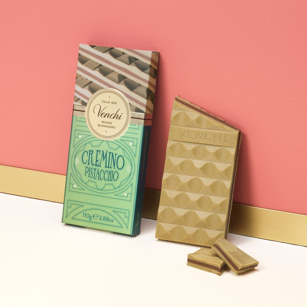 Pistachio Cremino Layered Chocolate Bar - Italian Chocolate