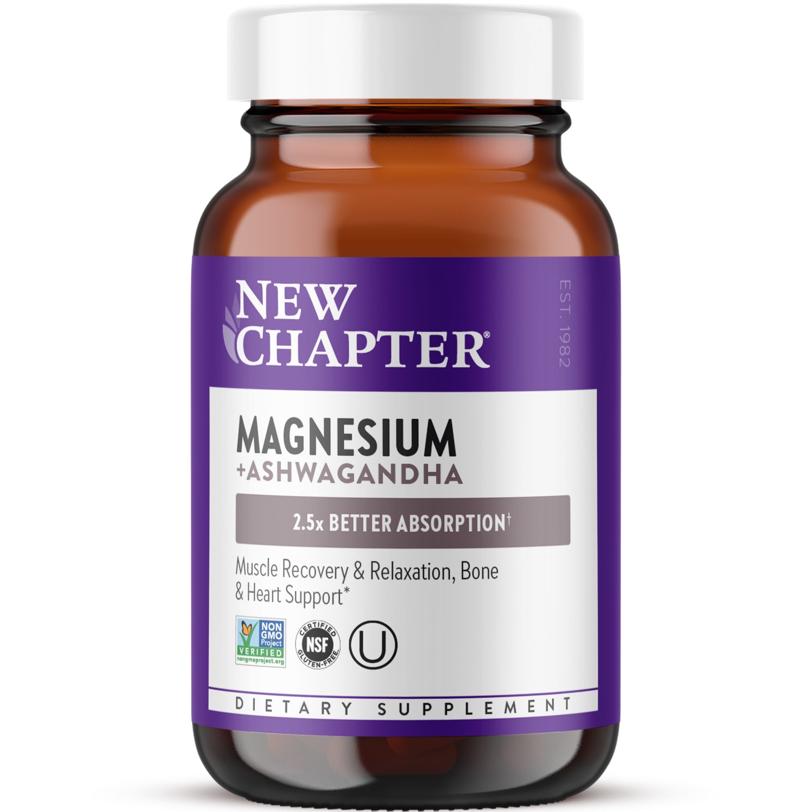 Magnesium & Ashwagandha, Muscle Recovery, Heart & Bone, 30t