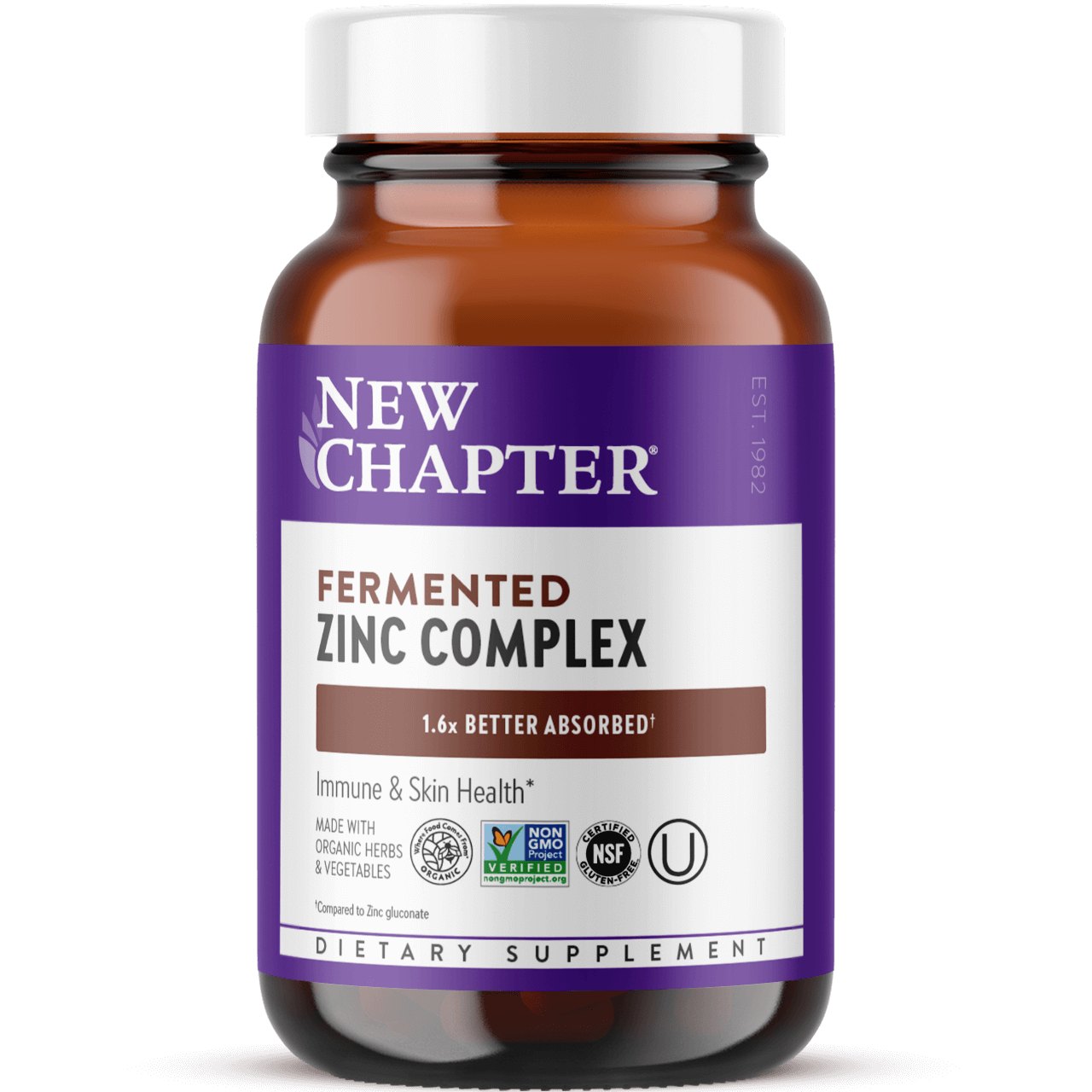 Zinc Complex Supplement for Immune & Skin Health, 30-Count
