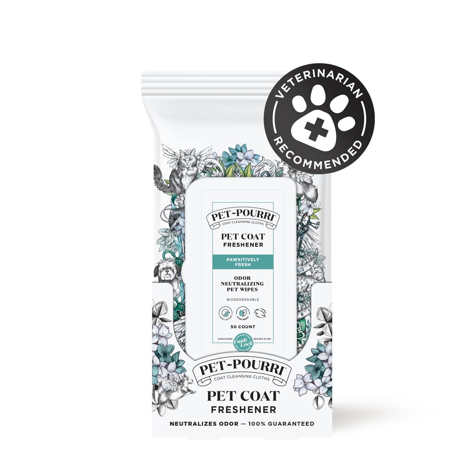 Pet~Pourri - Pet Coat Wipes - 50ct - Pawsitively Fresh Scent