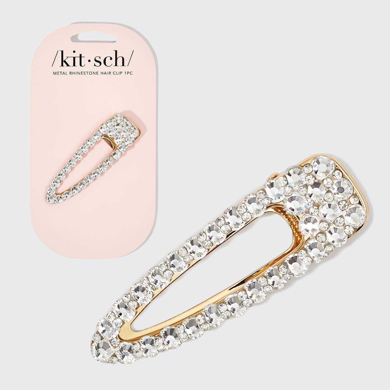 Metal Rhinestone Loop Claw Clip 1pc- Gold