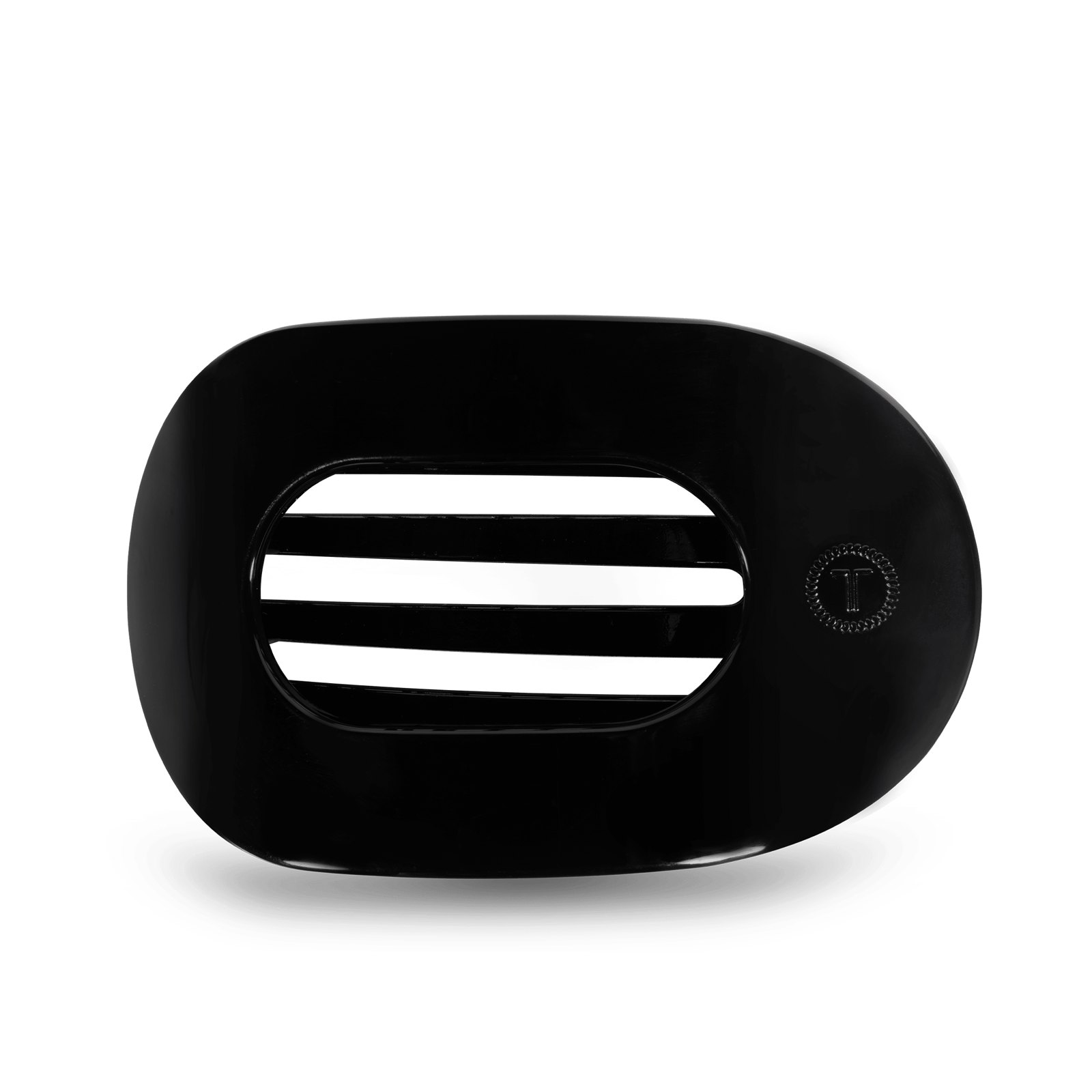 Flat Round Hair Clip \| Large \| Jet Black Quilted