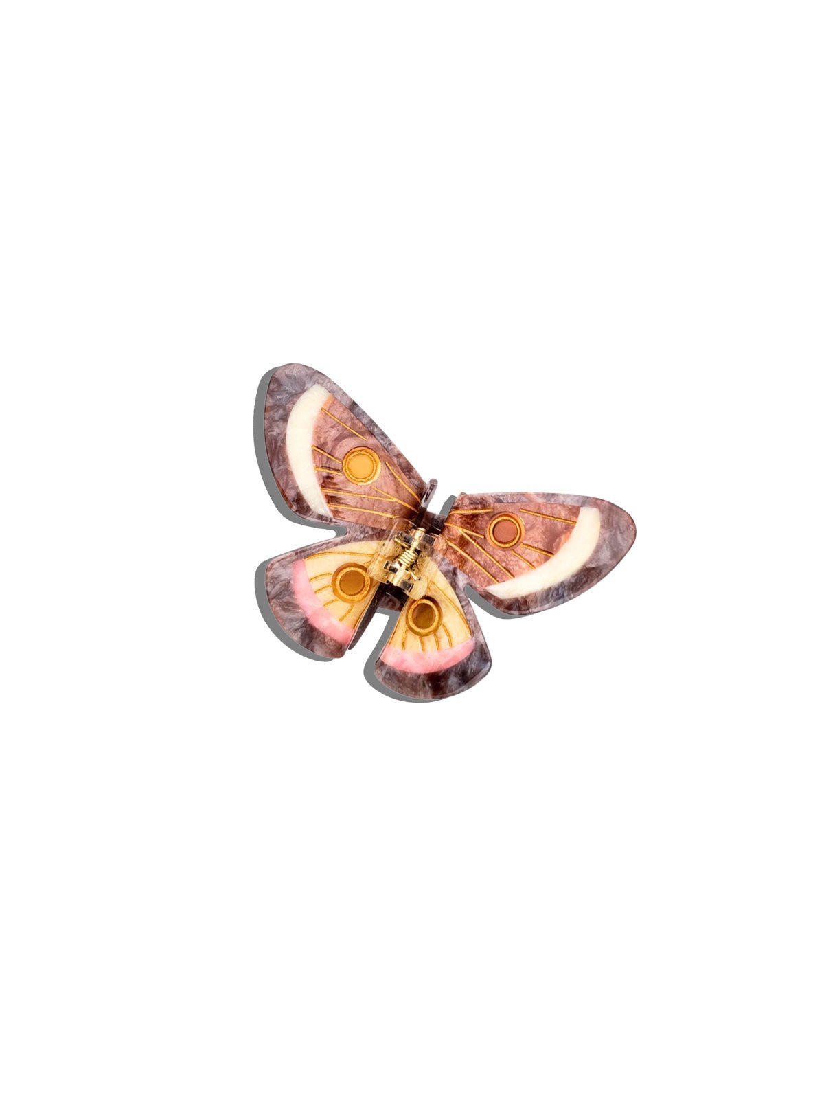 Hand-painted Emperor Silk Moth Claw Hair Clip \| Eco-Friendly