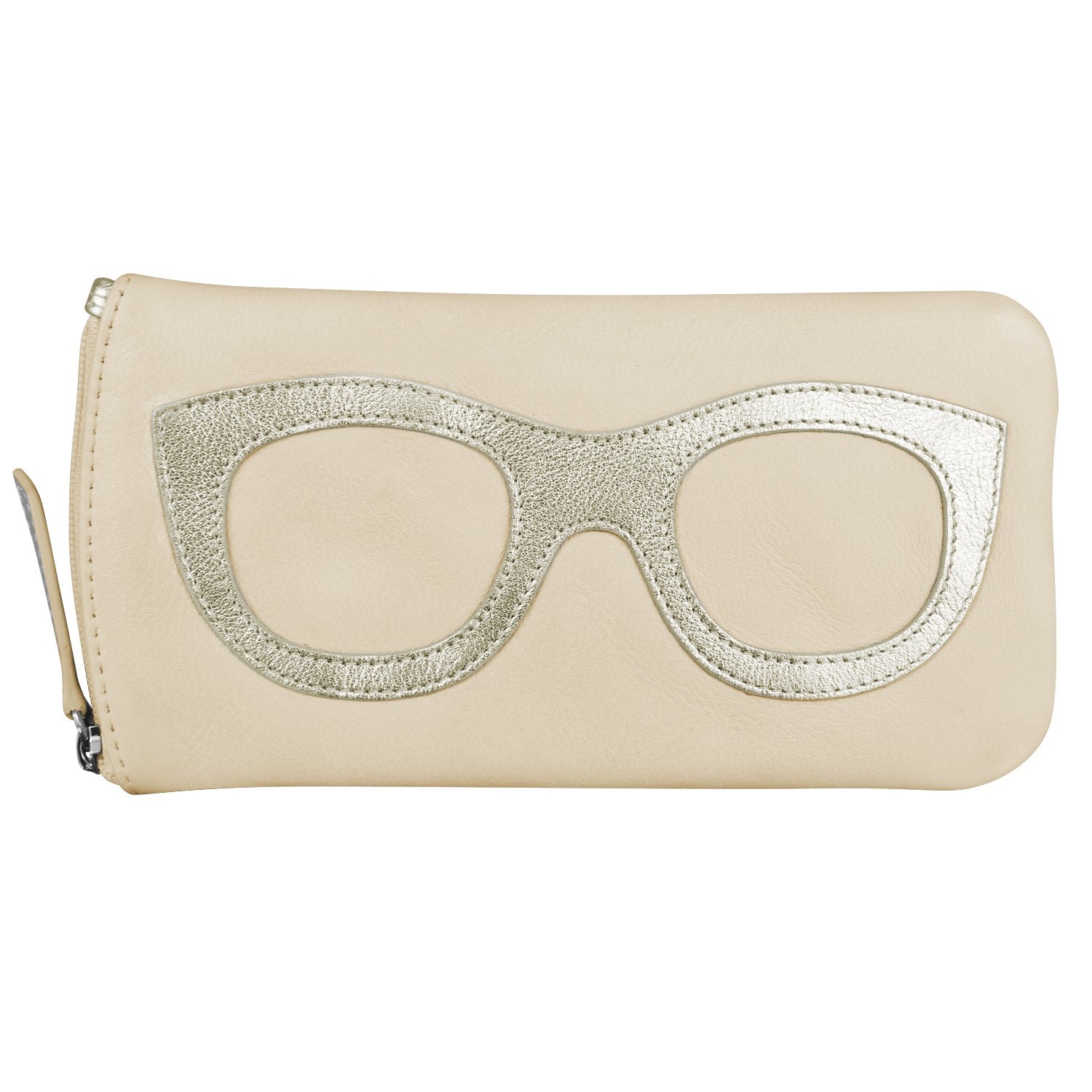 6462 Leather Eyeglass Case - Bone/ Light Gold