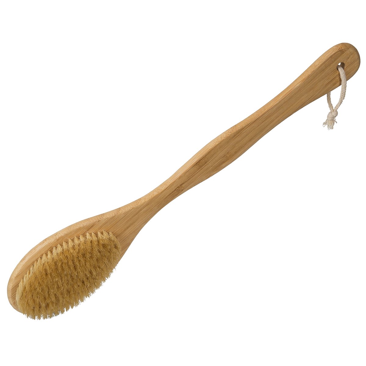 Bamboo/natural Bristle Bath Brush W/cotton Rope