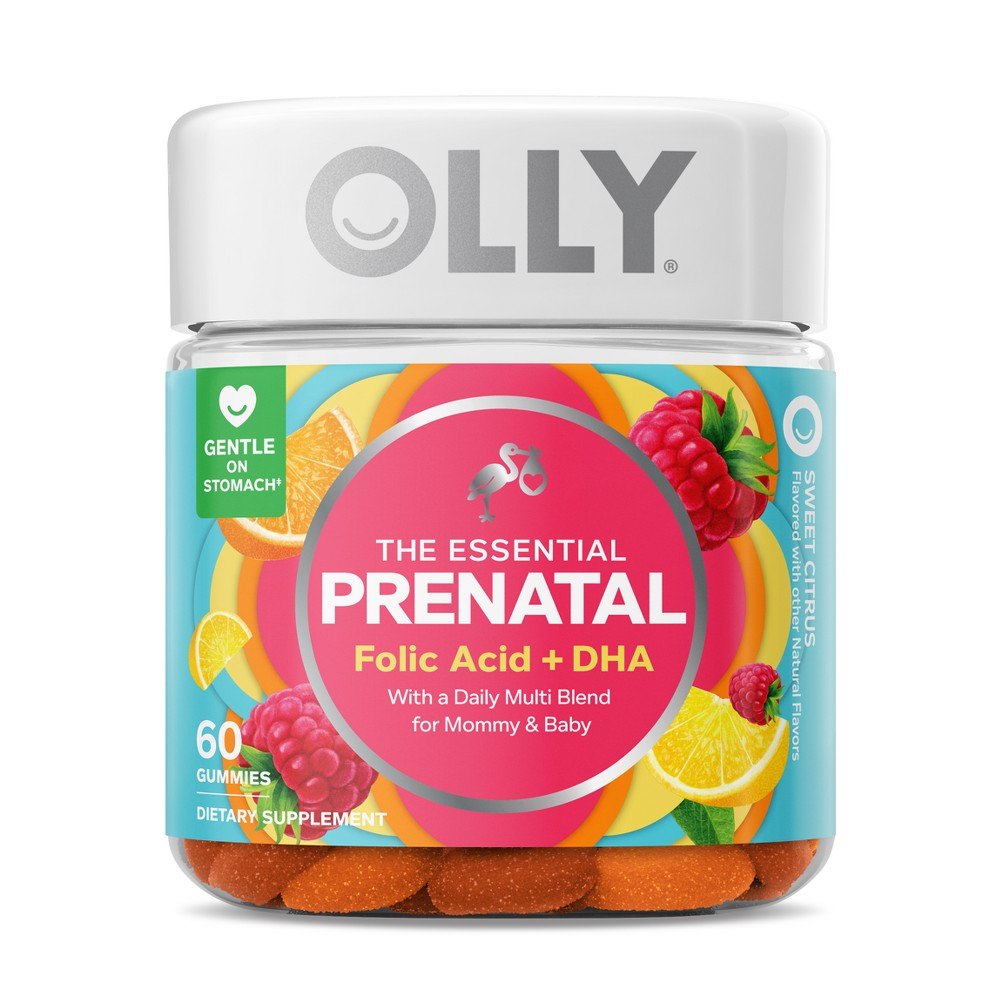 OLLY Essential Prenatal Multivitamin Gummies, Sweet Citrus, 60 count