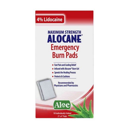 Alocane Emergency Burn Pads with 4% Lidocaine, 10 count
