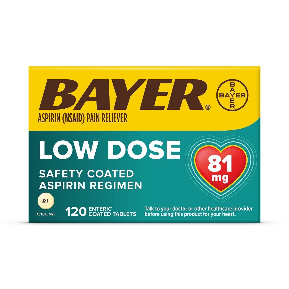 Bayer Aspirin Regimen Low Dose 81 mg Enteric Coated Tablets, 120 count